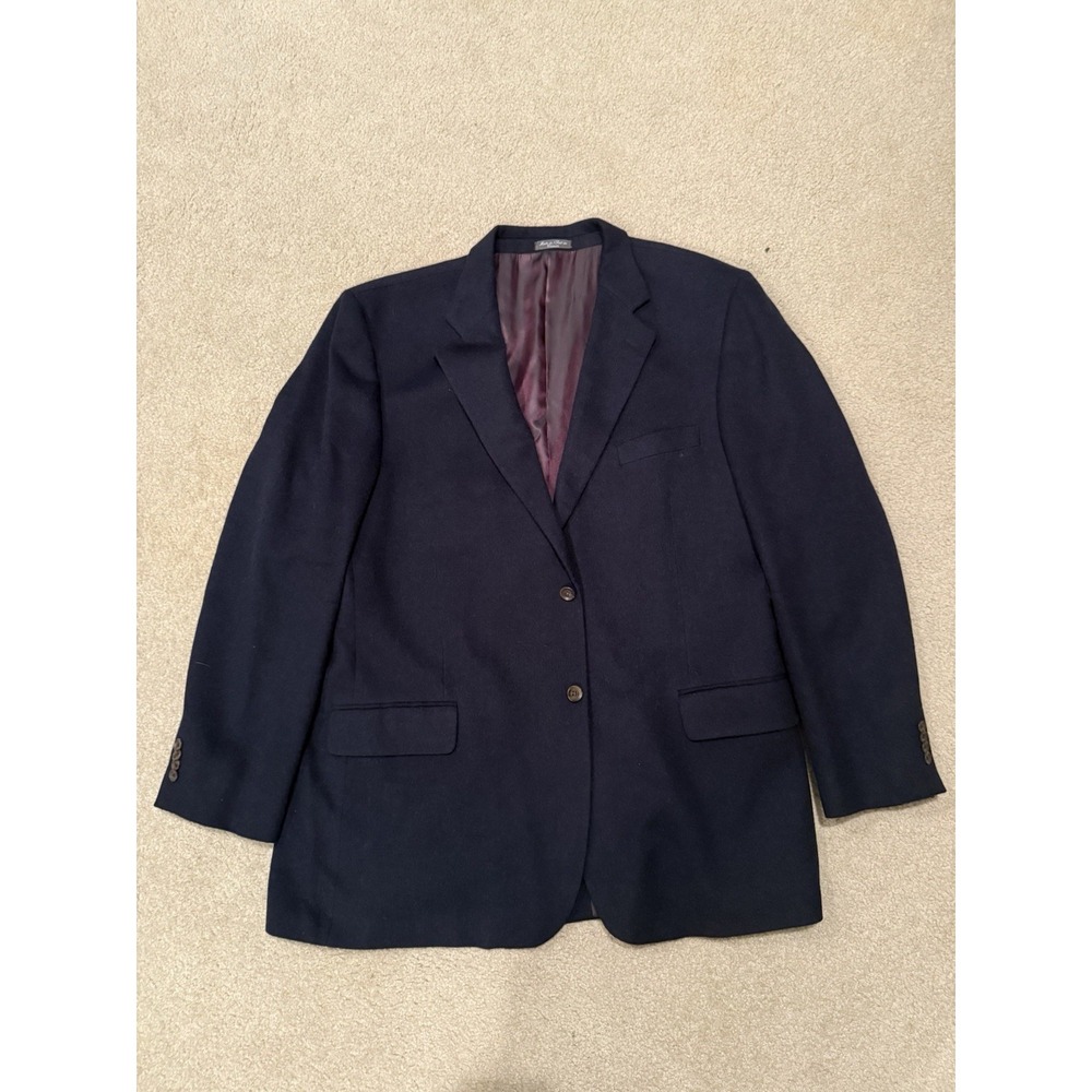 Silverstone Perlis‎ Blazer 48L Loro Piana 100% Camel Hair Navy Sport Coat Jacket